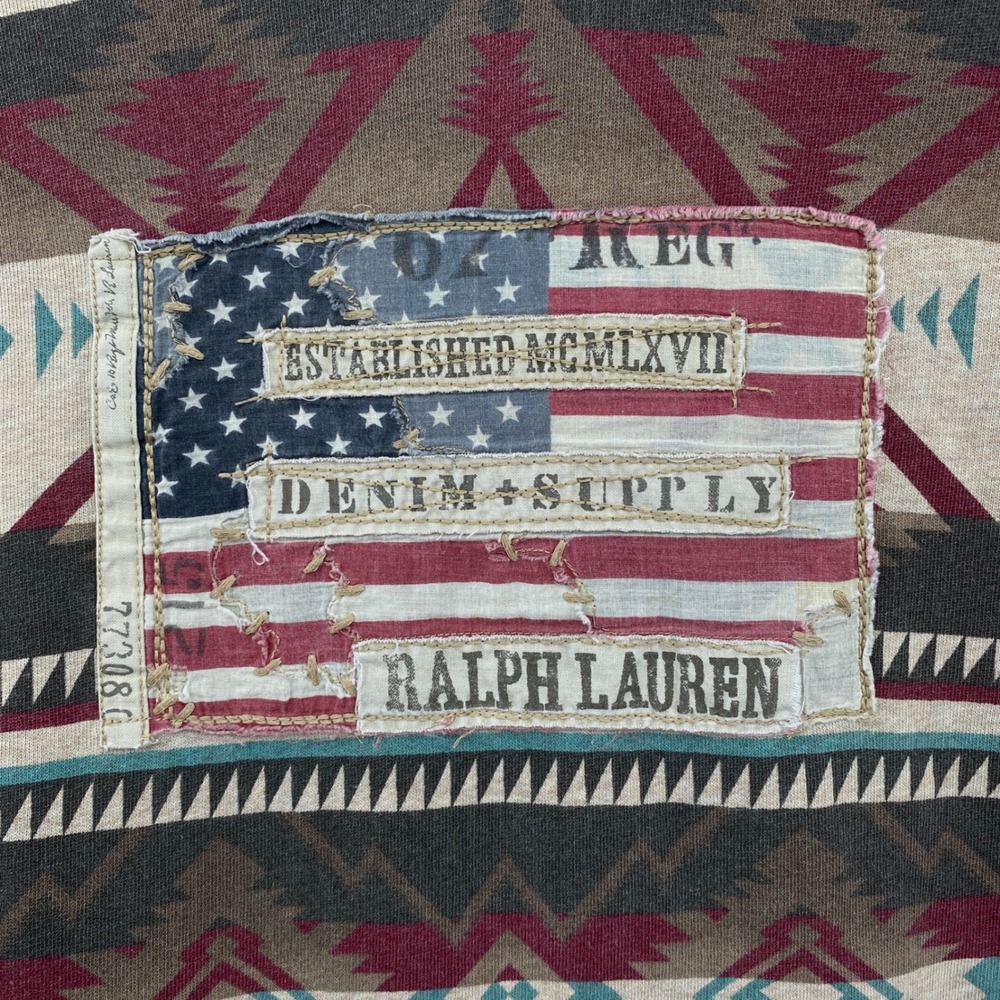 Denim & Supply Ralph Lauren Southwestern Flag Hoodie Men Large Aztec Print - Picture 8 of 16